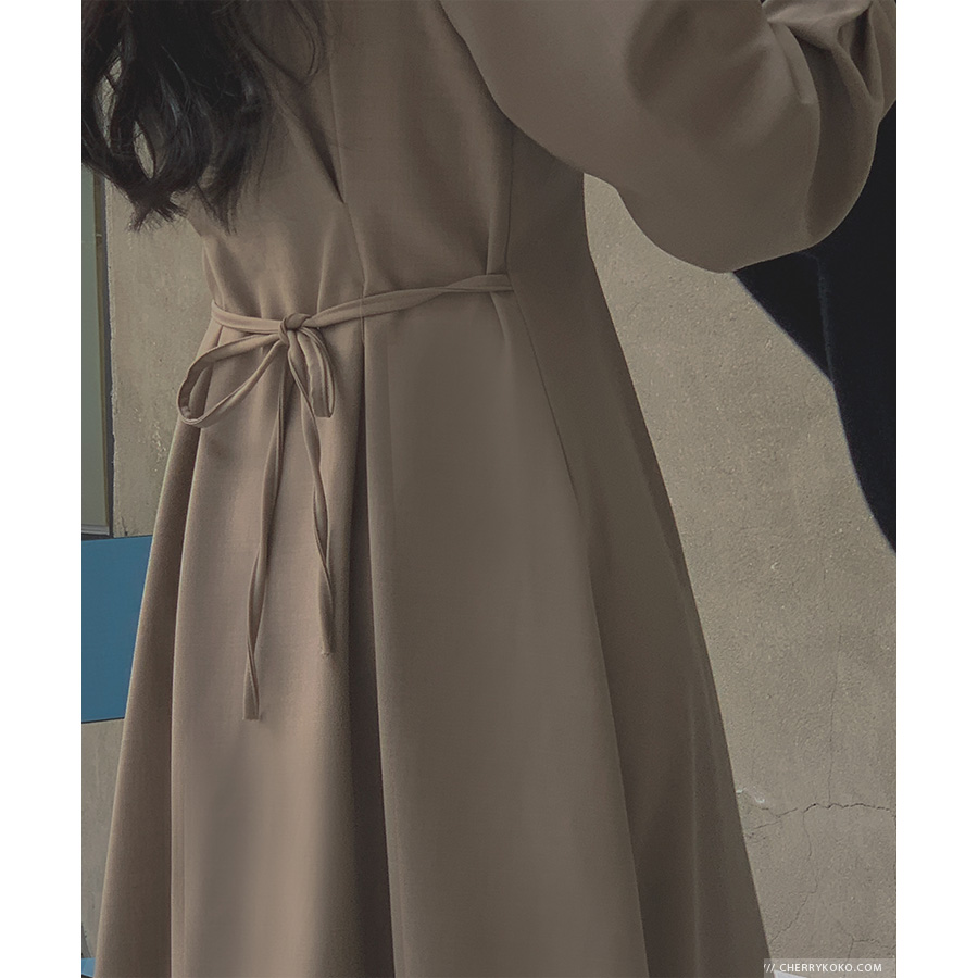 CHERRYKOKO官方授權 九月新品【CCAJCK028V】正韓 韓國製 韓國布平口方領排釦傘狀洋裝~首爾蝶衣